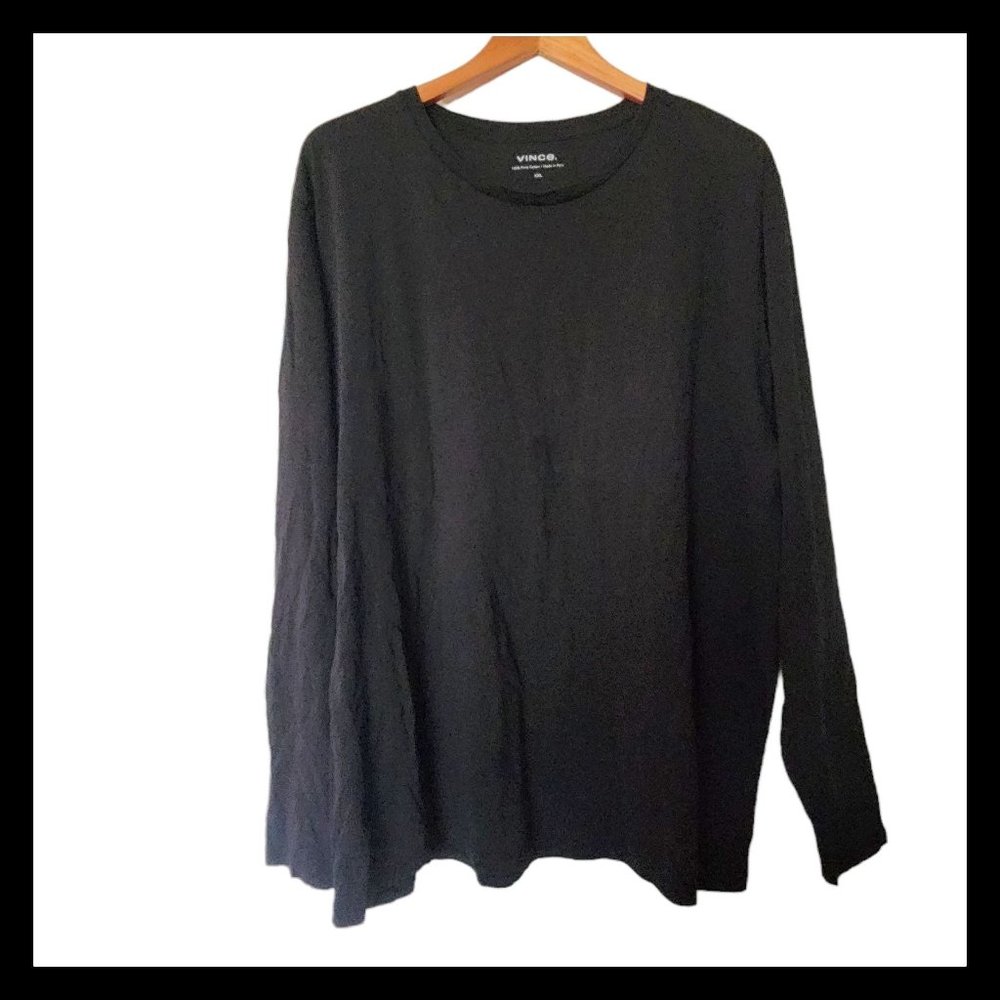 Vince Men’s Crew Neck‎ Long Sleeve Top Black XXL 100% Pima Cotton